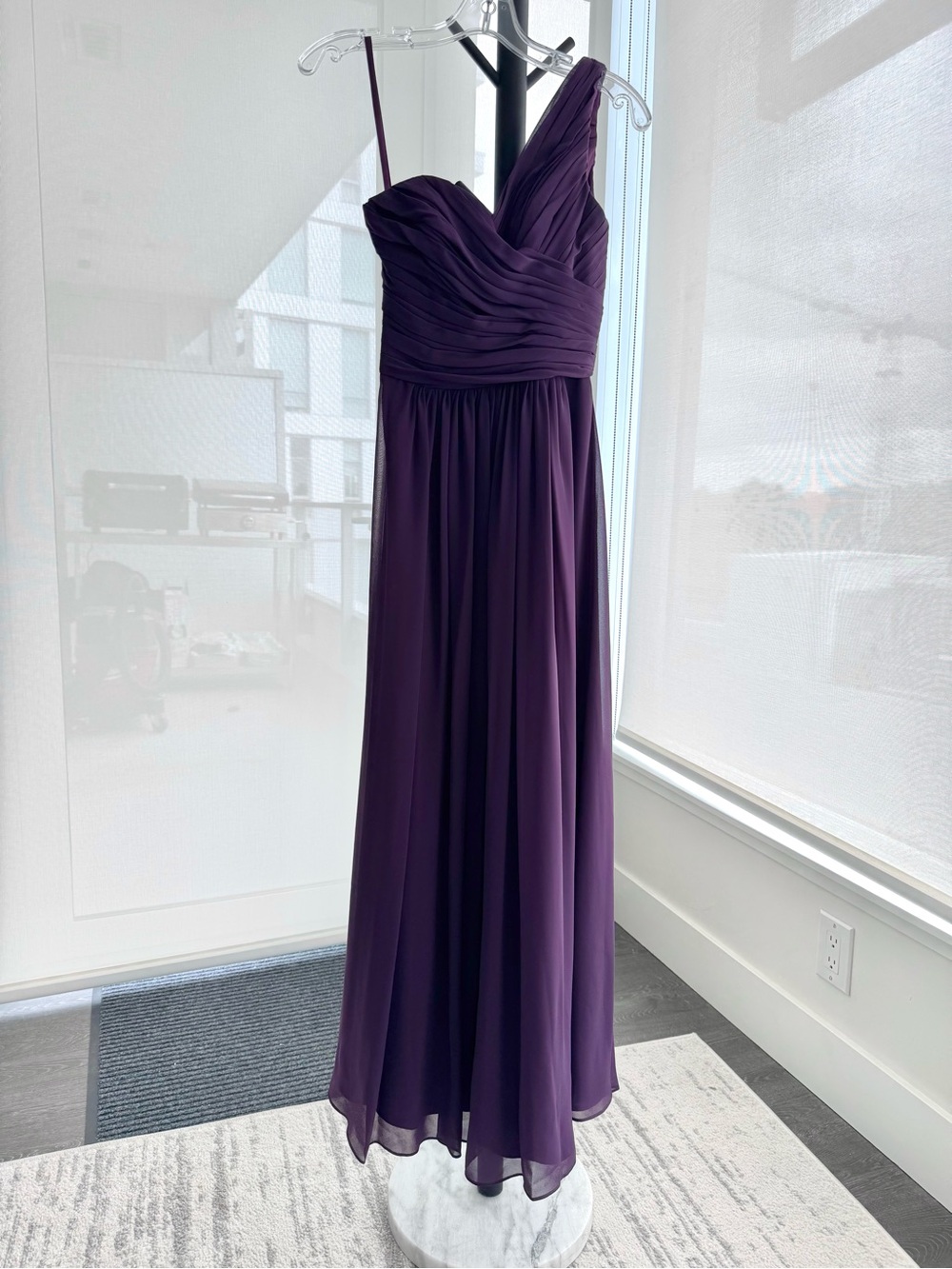 One Shoulder Bridesmaid Dress - Purple/Plum XXS